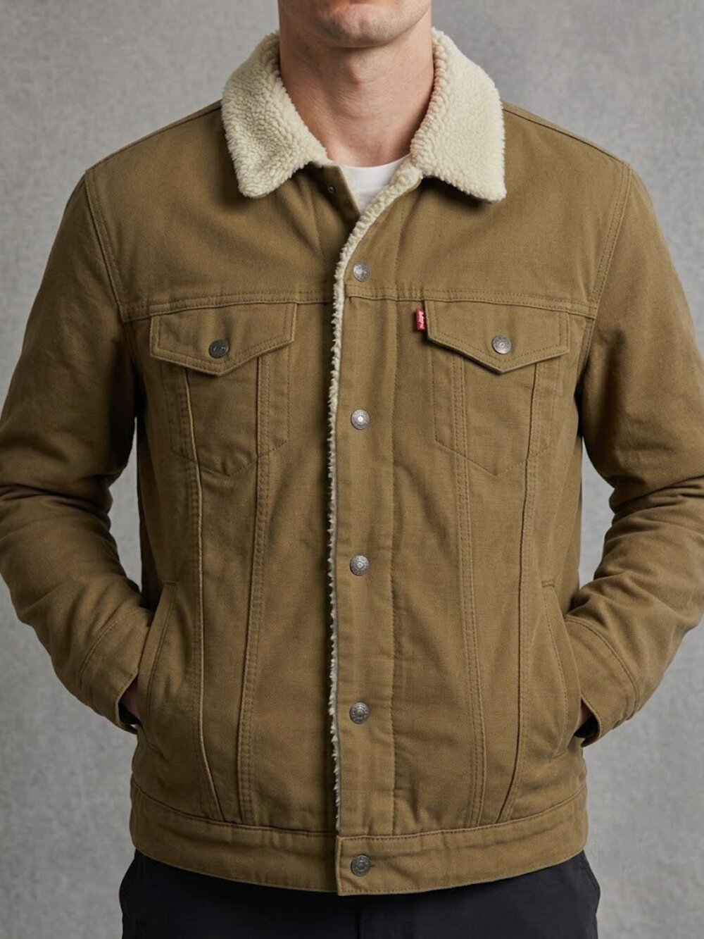 Levi's Brown Denim Jean Sherpa Trucker Fleece Lined Jacket Men's M NEW